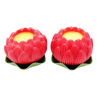 Hộp 2 Nến Thơm Hoa Sen Lớn Quang Minh Candle NQM2547 (Đỏ)