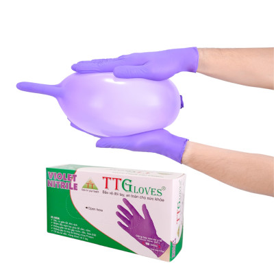 Găng Tay Y Tế Màu Tím Size L, Không Bột Nitrile TTGLOVES (100 Chiếc)