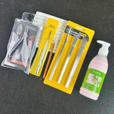 Combo Lấy Khóe 5 Món Tiện Lợi Làm Nail Mềm Da XINA, Bộ Dao Cắt Khóe, Cây Lấy Khóe Cán Gỗ, Cây Sủi Da, Kìm Cắt Khóe VINSALL Mũi Dài Sắc Bén Nữ Women