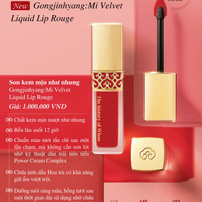 Son kem nhung lì Whoo GJH Mi Velvet Liquid Lip Rouge 6g