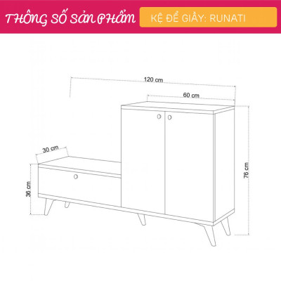 Tủ giày gỗ MDF thiết kế đẹp SMLIFE Runati