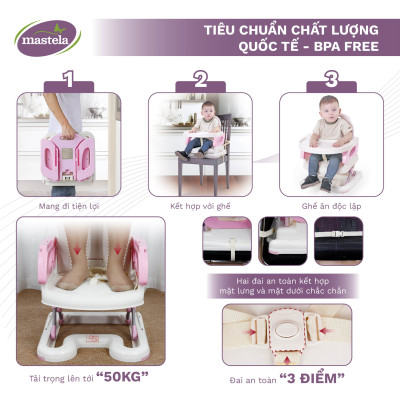 Ghế Ăn Dặm, Ghế Ngồi Ăn Em Bé Nâng Hạ Độ Cao Có Đế Chắc Chắn Mastela 0711