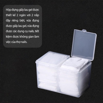 Hộp Đựng Giấy Lau Gel 2 Ngăn Bằng Nhựa Trong, Phụ Kiện Làm Nail Tiện Lợi 7.5x12x6.5cm, Thiết Kế Thông Minh Cho Tiệm Nail Gọn Gàng Chống Bụi