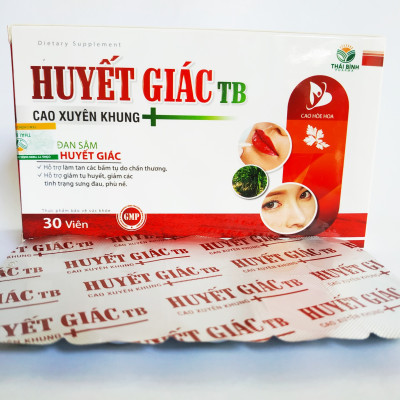 HUYẾT GIÁC TB (LONG HUYẾT PH) – TAN VẾT BẦM TÍM – MAU LÀNH VẾT THƯƠNG – TAN HUYẾT - HỘP 30 VIÊN 