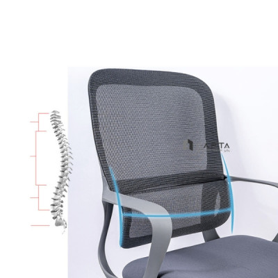 Ghế nhân viên lưới xám CE4550-2M Nội thất Capta Ghế văn phòng nhập khẩu khung nhựa trắng vải xám nâng hạ gật gù tay nhựa lưng có giá đỡ cột sống