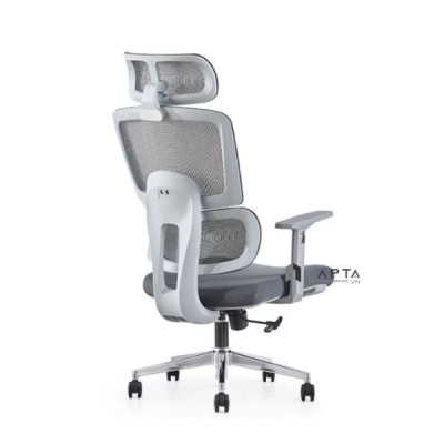 Ghế văn phòng lưng cao có tựa đầu chống mỏi cổ màu xám CM4553-2M Nội thất Capta Ghế làm việc lưng lưới hiện đại nhập khẩu lưng ghế ngả đa chiều tay nhựa chữ T chân xoay thép mạ chrome nâng hạ độ cao office chair hcm