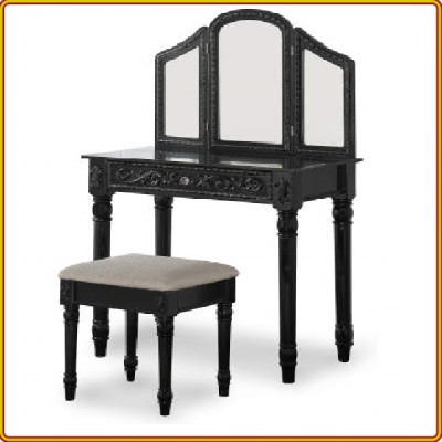 Bộ bàn ghế trang điểm Tundo kèm gương phối màu đen 82.2 x 45.7 x 76 cm