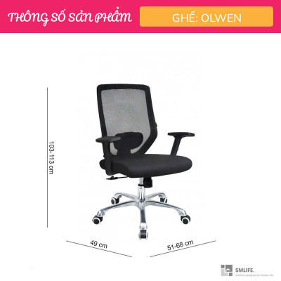 Ghế xoay nhân viên bọc lưới SMLIFE Olwen