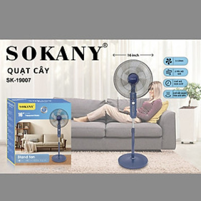 Quạt cây công suất mạnh 50W tản gió rộng hoạt động êm ái SOKANY SK-19007 CÓ CHẾ ĐỘ HẸN GIỜ, độ ồn thấp - HÀNG CHÍNH HÃNG