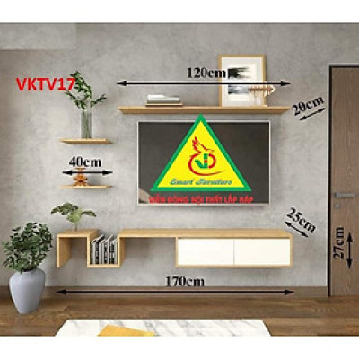 Bộ Kệ Ti Vi Treo Tường Trang Trí VKTV17 - Nội Thất Lắp Ráp