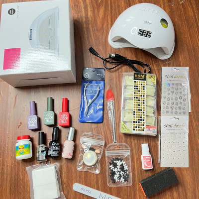 Combo Nail Cá Nhân 19 Món Làm Tại Nhà, Sơn Gel Nữ, Máy Sấy Gel Sun5, Kềm Nhặt Da, Dụng Cụ Chăm Sóc Móng Tiện Dụng