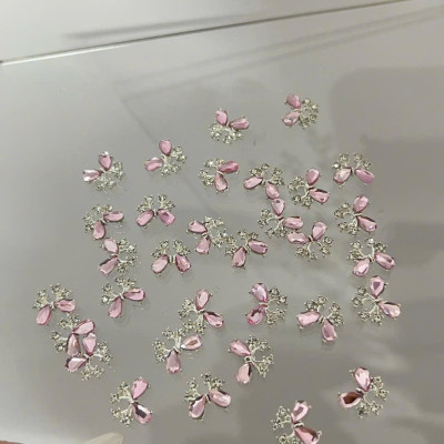 10 Chiếc Nơ Nút Lấp Lánh Charm Bạc Đính Đá Charm Trắng Hồng 3D Đinh Tán Làm Nail Siêu Xinh Mẫu Mới Nail Phương Miu Nữ Women