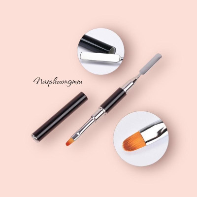 Cọ Đắp Gel 2 Đầu Chuyên Dụng Cho Làm Nail, Dễ Dàng Đắp Gel Và Gel Gôm, Có Nắp Bảo Quản, Kích Thước Đa Dạng Cho Thợ Nail Máy Hơ Gel