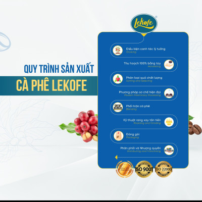 Cà phê nguyên hạt Bình Minh Lekofe 100% Robusta Đắng đậm chát nhẹ Túi 1000g