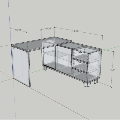 HAPPY FURNITURE , MATTA - Bàn làm việc 5 ngăn kéo 1 cửa mở , BAN_124 , 160cm x 59cm x 75cm DxRxC