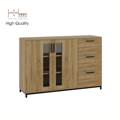 [Happy Home Furniture] LOUIS , Tủ lưu trữ 3 ngăn kéo 2 cửa mở - chân sắt , 126cm x 36cm x 84cm ( DxRxC), THK_058