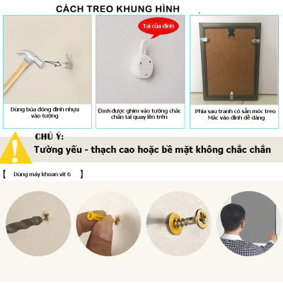 Bộ Khung Ảnh Treo Tường Tặng Kèm bộ ảnh như hình mẫu, đinh treo tranh và sơ đồ treo - PGC243