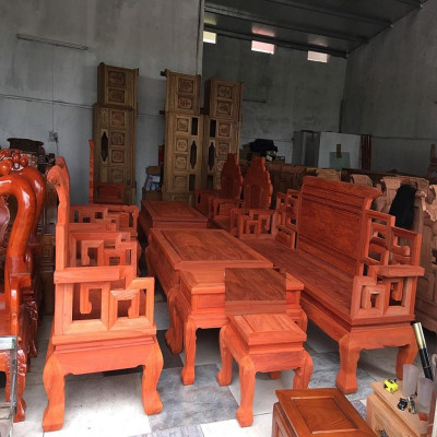 Bộ Bàn Ghế Sơn Thủy Gỗ Hương Đỏ Nam Phi VIP