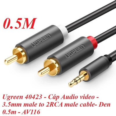 Ugreen UG40423AV116TK 0.5M màu Đen Cáp âm thanh 2 đầu Bông sen sang 3.5mm dương - HÀNG CHÍNH HÃNG