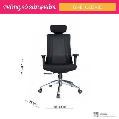 Ghế trưởng phòng lưng lưới có tựa đầu SMLIFE Cedric