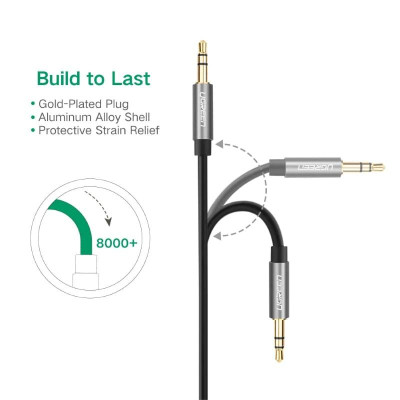 Ugreen UG10733AV119TK 1M màu Đen Cáp âm thanh 2 đầu 3.5mm dương dây tròn TPE cao cấp - HÀNG CHÍNH HÃNG
