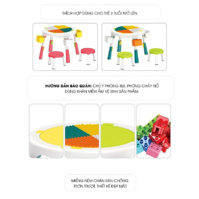 Bộ bàn ghế lắp ghép đồ chơi smoneo đa năng Toys house  1119-SM-001-88005 tặtng quà dễ thương