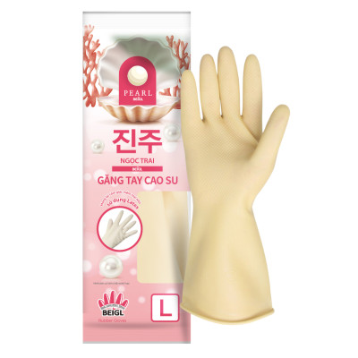 [Mua 3 Tặng 2] Bộ 3 Đôi Găng Tay Cao Su Ngọc Trai Tay Lửng Size L