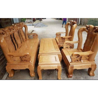 Bộ bàn ghế gỗ sồi nga - Đỗ Gỗ Bình Long 0388639288