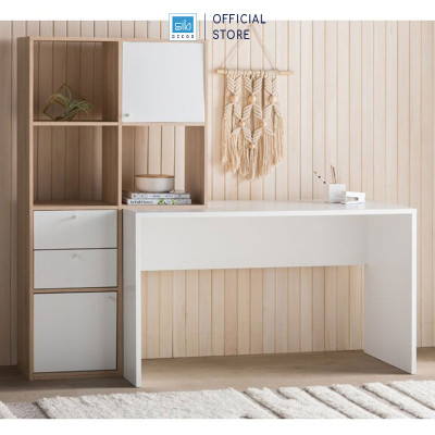 Bộ Bàn Làm Việc Kết Hợp Tủ Sách Hiện Đại SIB Decor , Bàn Có Khả Năng Cơ Động 90 Độ BLV33