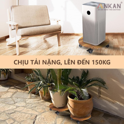 Đế Lót Để Chậu Cây Có Bánh Xe ANKAN 40cm Làm Giá Đỡ Kệ Hoa Cây Cảnh, Màu Vàng Nắng, Chịu Tải 150Kg