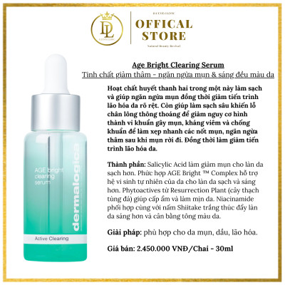 Tinh Chất Giảm Thâm Ngăn Ngừa Mụn & Giúp Sáng Đều Màu Da  Dermalogica Age Bright Clearing Serum