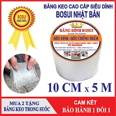 Combo 2 cuộn Băng keo chống thấm, chống dột cao cấp Bosui khổ 10cm x 5m