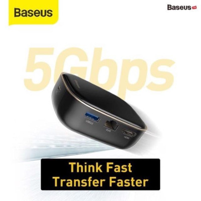  Bộ Hub kiêm sạc 60W, mở rộng 7 in 1 Baseus (USB 3.0*2 + HDMI + SD/TF + RJ45 , 60W, 5Gbps)- Hàng chính hãng.