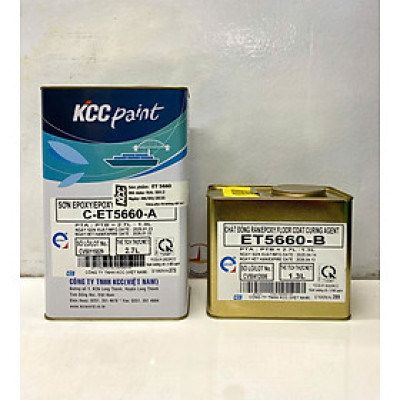 Sơn sàn bê tông epoxy KCC ET5660 Base C màu xanh dương RAL 5012 _ 4L/Bộ