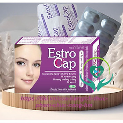 ￼Viên Uống  Estrocap -Hộp 30 Viên -Dùng cho nữ giới u xơ tử cung lành tính, kinh nguyệt không đều , đau  bụng kinh