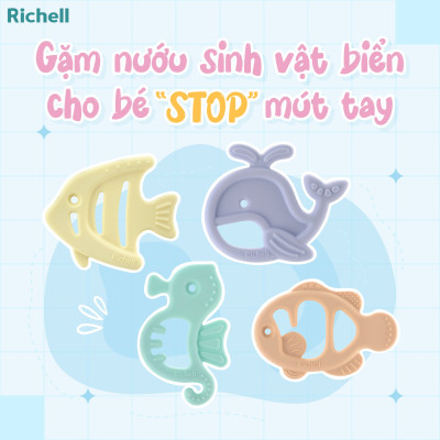 Gặm nướu sinh vật biển Richell Nhật silicone nguyên khối gặm nướu đồ chơi cho bé Baby