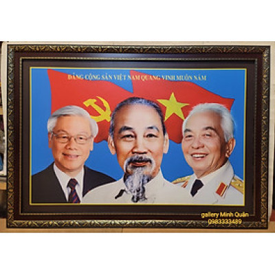 Ảnh gốc in dầu Bác Hồ -Bác Giáp -Bác Trọng