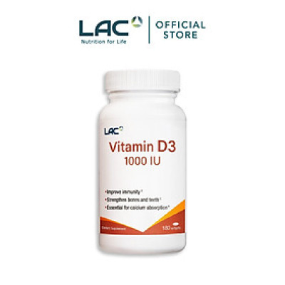 VIÊN UỐNG BỔ SUNG VITAMIN D3 HỖ TRỢ XƯƠNG KHỚP & MIỄN DỊCH LAC VITAMIN D3 1000 IU (180 VIÊN)