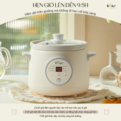 Nồi Nấu Cháo, Nấu Chậm 1.5L Bear SB-NNC15 (120W) - Hàng chính hãng
