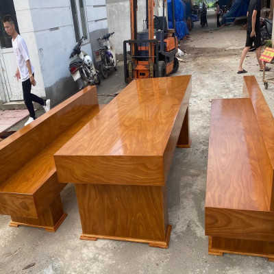 Bộ Bàn Ghế K3 Có Tựa Gỗ Hương Xám