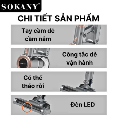 Máy hút bụi gia đình SẠC PIN KHÔNG DÂY SOKANY SK-13022 công CAO suất 2200W, lực hút siêu mạnh, hút bụi sàn nhà, thảm - HÀNG CHÍNH HÃNG