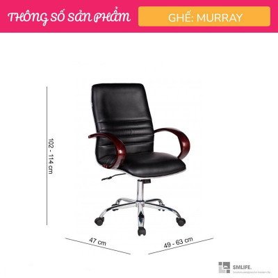 Ghế xoay văn phòng lưng trung bọc da SMLIFE Murray