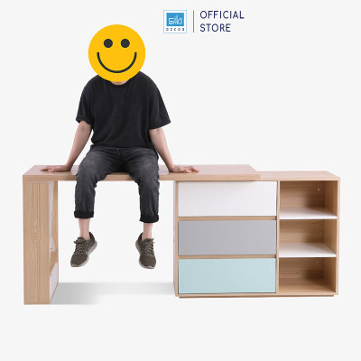 Bàn Làm Việc Hiện Đại Kết Hợp Tủ Sách Nhiều Ngăn Đa Sắc Màu Phong Cách Bắc Âu SIB Decor BLV06