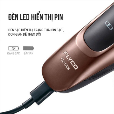 Máy Cạo Râu Flyco 3 Lưỡi Kép FS317VN Thân Máy Kháng Nước Sạc Nhanh 1 Giờ - Hàng Chính Hãng