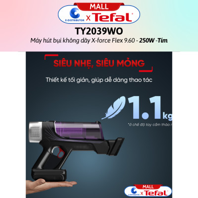 Máy hút bụi không dây X-force Flex 9.60 TY2039WO - Tím - Hàng Chính Hãng - - Công suất: 250W  - Đầu hút: 100AW  - Thời lượng pin: 45 phút