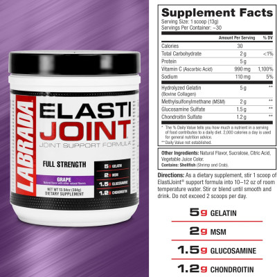 Labrada ELASTIJOINT (30 Lần Dùng), Bổ Sung Glucosamine Chondroitin, Hỗ Trợ Xương Khớp, Giảm Đau Khớp