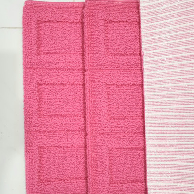 Bộ 02 Thảm bếp cao cấp chống trượt CONDOR JAPAN 0.45X1.2m và 0.45X1.2m-  Hồng họa tiết nổi 3D