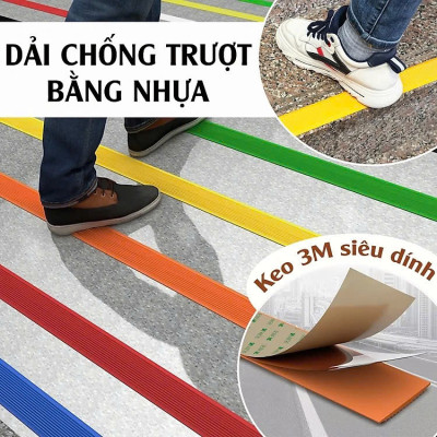Băng Keo Chống Trượt, Miếng Dán Bậc Cầu Thang Bằng Nhựa PVC Dài 3 Mét Sẵn Keo 3M Siêu Dính, Anh Toàn 