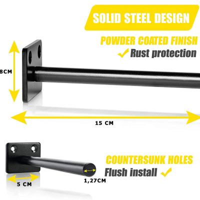 Bộ 4 chốt âm kệ treo tường, pát âm đỡ kệ trang trí bằng thép đặc 15cm kèm phụ kiện vít tắc kê – Hàng chính hãng