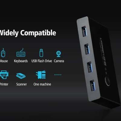 Ugreen UG30767US216TK Bộ chuyển mạch USB 2.0 gộp 4 thiết bị vào 2 máy tính cao cấp - HÀNG CHÍNH HÃNG